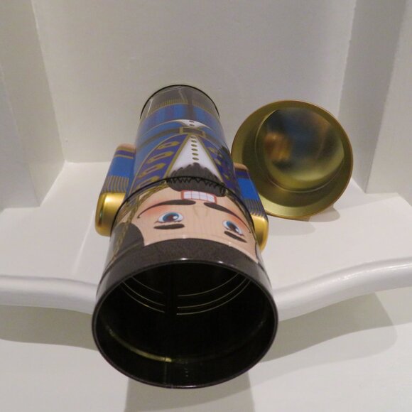 Christmas Blue Nutcracker Tin Can Silver Crane Co. Keepsake Gift Empty Container - Picture 8 of 13